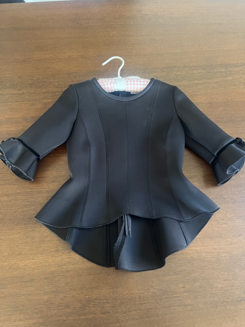 MonnaLisa Black Peplum Ruffle Sleeve Top